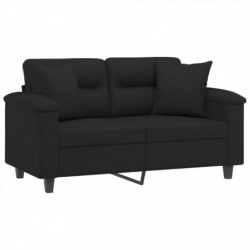 2-Sitzer-Sofa mit Kissen Schwarz 120 cm Mikrofasergewebe