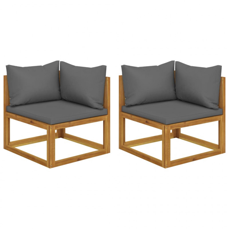 Ecksofas 2 Stk. Modular mit Kissen Massivholz Akazie