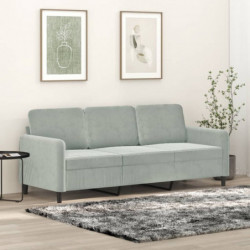3-Sitzer-Sofa Hellgrau 180 cm Samt