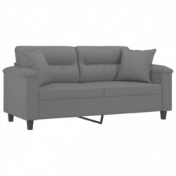 2-Sitzer-Sofa mit Kissen Dunkelgrau 140 cm Mikrofasergewebe