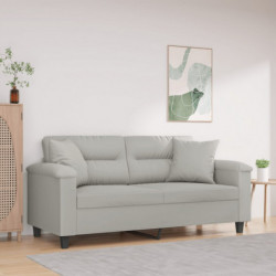2-Sitzer-Sofa mit Kissen Hellgrau 140 cm Mikrofasergewebe