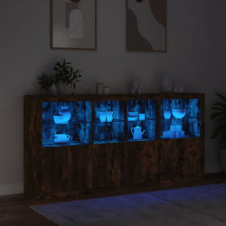 Sideboard mit LED-Leuchten Räuchereiche 202x37x100 cm