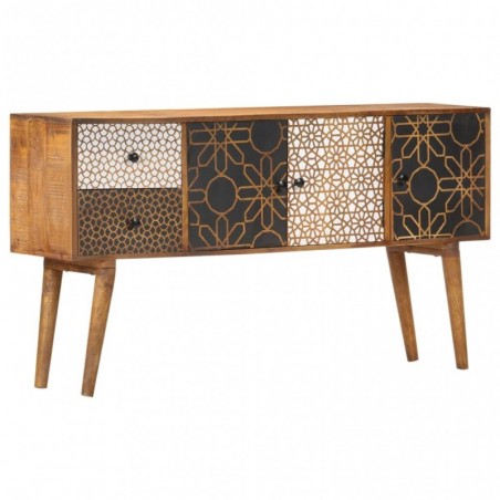 Sideboard mit Druckmuster 130×30×70 cm Massivholz Mango