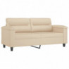 2-Sitzer-Sofa mit Kissen Creme 140 cm Mikrofasergewebe