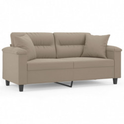 2-Sitzer-Sofa mit Kissen Taupe 140 cm Mikrofasergewebe