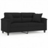 2-Sitzer-Sofa mit Kissen Schwarz 140 cm Mikrofasergewebe