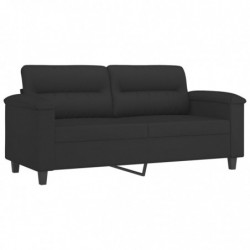 2-Sitzer-Sofa mit Kissen Schwarz 140 cm Mikrofasergewebe