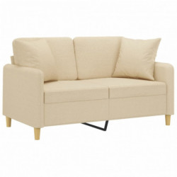 2-Sitzer-Sofa mit Zierkissen Creme 120 cm Stoff