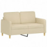 2-Sitzer-Sofa mit Zierkissen Creme 120 cm Stoff