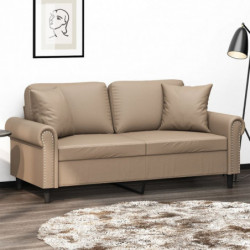 2-Sitzer-Sofa mit Zierkissen Cappuccino-Braun 140 cm Kunstleder