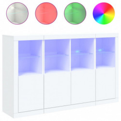 Sideboards mit LED-Leuchten 3 Stk. Weiß Holzwerkstoff