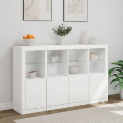 Sideboards mit LED-Leuchten 3 Stk. Weiß Holzwerkstoff