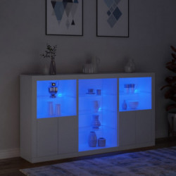 Sideboard mit LED-Leuchten Weiß 181,5x37x100 cm