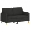 2-Sitzer-Sofa mit Zierkissen Schwarz 120 cm Stoff