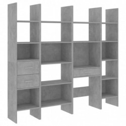 4-tlg. Bücherregal-Set Betongrau Holzwerkstoff