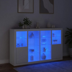 Sideboards mit LED-Leuchten 3 Stk. Weiß Holzwerkstoff