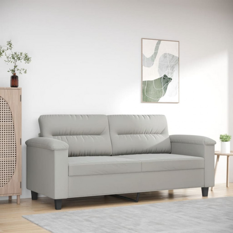 2-Sitzer-Sofa Hellgrau 140 cm Mikrofasergewebe