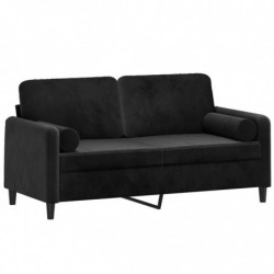 2-Sitzer-Sofa mit Zierkissen Schwarz 140 cm Samt