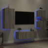 5-tlg. Wohnwand mit LED-Beleuchtung Grau Sonoma Holzwerkstoff