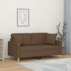 2-Sitzer-Sofa mit Zierkissen Braun 140 cm Stoff