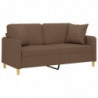 2-Sitzer-Sofa mit Zierkissen Braun 140 cm Stoff