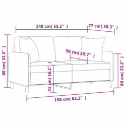 2-Sitzer-Sofa mit Zierkissen Braun 140 cm Stoff