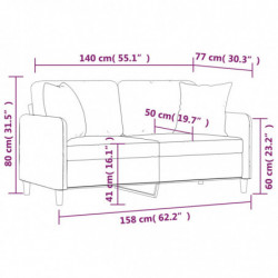 2-Sitzer-Sofa mit Zierkissen Creme 140 cm Stoff