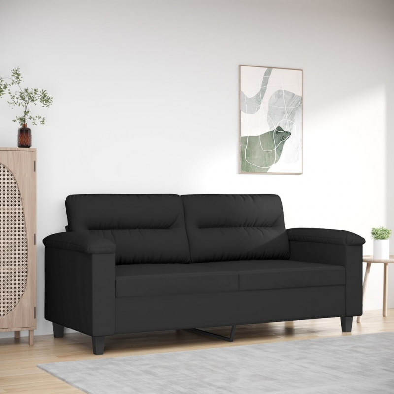 2-Sitzer-Sofa Schwarz 140 cm Mikrofasergewebe