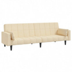 Schlafsofa 2-Sitzer mit 2 Kissen Creme Stoff