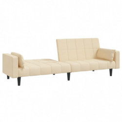 Schlafsofa 2-Sitzer mit 2 Kissen Creme Stoff