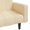 Schlafsofa 2-Sitzer mit 2 Kissen Creme Stoff