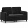 2-Sitzer-Sofa mit Zierkissen Schwarz 120 cm Samt
