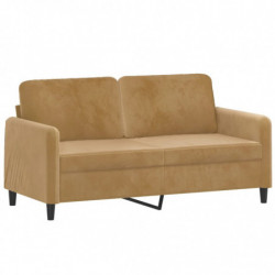 2-Sitzer-Sofa mit Zierkissen Braun 140 cm Samt