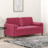 2-Sitzer-Sofa mit Zierkissen Weinrot 140 cm Samt