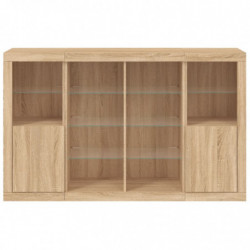 Sideboards mit LED-Leuchten 3 Stk. Sonoma-Eiche Holzwerkstoff