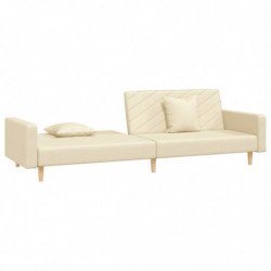 Schlafsofa 2-Sitzer mit 2 Kissen Creme Stoff