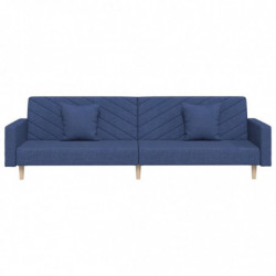 Schlafsofa 2-Sitzer mit 2 Kissen Blau Stoff