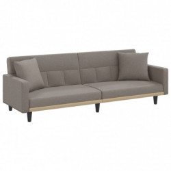 Schlafsofa mit Kissen Taupe Stoff