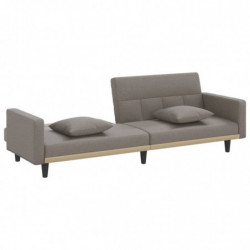 Schlafsofa mit Kissen Taupe Stoff