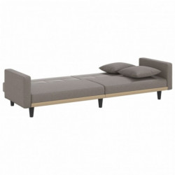 Schlafsofa mit Kissen Taupe Stoff