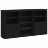 Sideboard mit LED-Leuchten Schwarz 181,5x37x100 cm