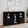 Sideboard mit LED-Leuchten Schwarz 181,5x37x100 cm