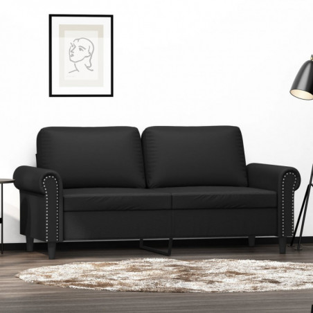 2-Sitzer-Sofa Schwarz 140 cm Kunstleder