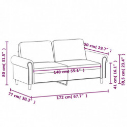 2-Sitzer-Sofa Schwarz 140 cm Kunstleder