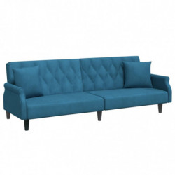 Schlafsofa mit Armlehnen Blau Samt