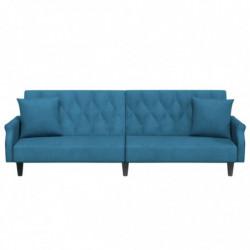 Schlafsofa mit Armlehnen Blau Samt