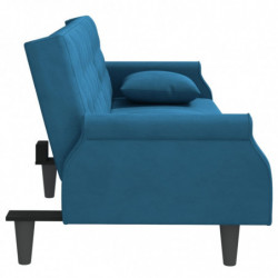 Schlafsofa mit Armlehnen Blau Samt