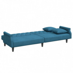 Schlafsofa mit Armlehnen Blau Samt