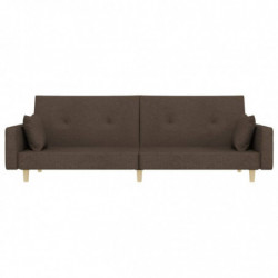 Schlafsofa 2-Sitzer mit 2 Kissen Taupe Stoff