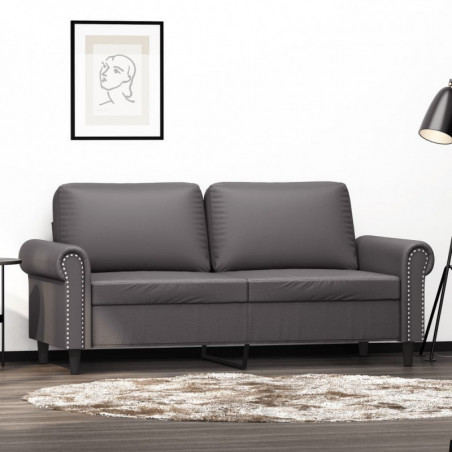 2-Sitzer-Sofa Grau 140 cm Kunstleder